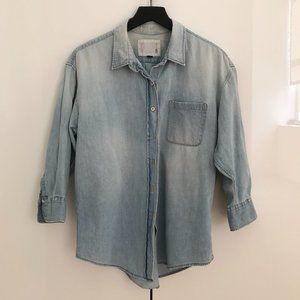 R13 denim shirt cropped sleeve XS